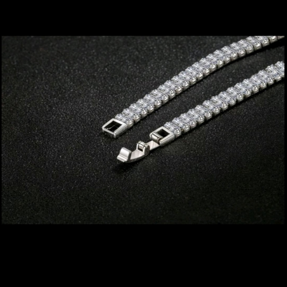 NEW 925 STERLING SILVER PRINCESS CUT DIAMOND BRACELET - Picture 5 of 5